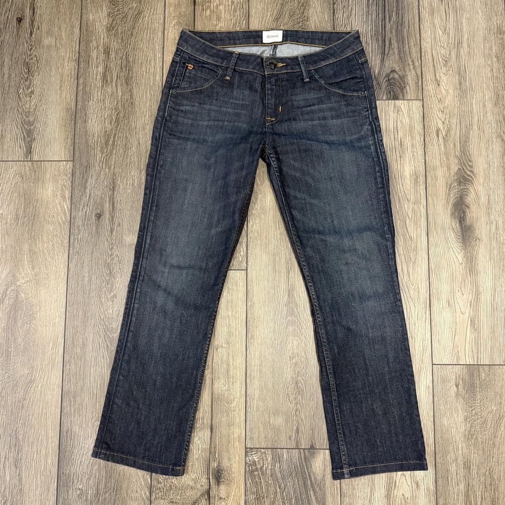 Hudson Carly Straight Leg Jeans Dark‎ Wash Blue 27 Flap Pocket Designer Denim - Picture 3 of 14